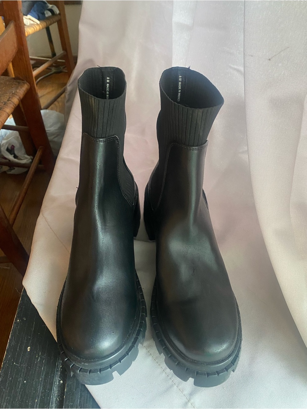 Steve Madden Black Lug-Sole Chelsea Ankle Boots